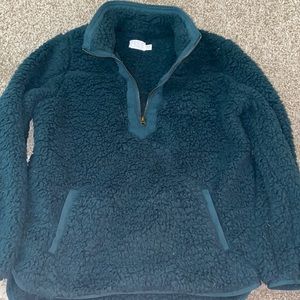 Green Wool Sherpa Pullover